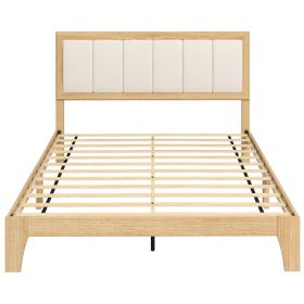 HOMCOM Full Bed Frame with Headboard Full Size Platform Bed Frame with Wooden Slats No Box Spring Needed Easy Assembly Oak