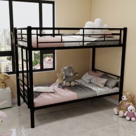 Twin Over Twin Metal Bunk Bed for Kids Boys Girls,Metal Structure Bedframe with Ladders & Guardrail,Convertible 2 Beds,No Spring Box Required