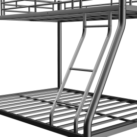 Twin Over Full Metal Bunk Bed, Heavy Duty Metal Bunk Bed Frame, Bunk Bed Twin Over Full with Ladder & Full-Length Guardrail for Teens Adults