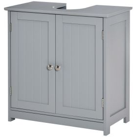 kleankin Bathroom Vanities, Bathroom Sink Cabinets with U-Shape Cut-Out and Adjustable Internal Shelf, Gray