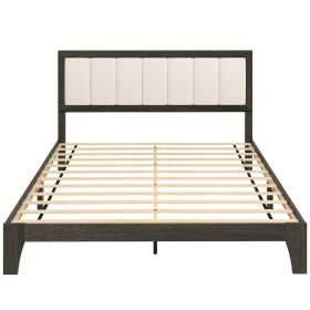 HOMCOM Queen Size Bed Frame with Headboard Queen Platform Bed Frame with Wooden Slats No Box Spring Needed Easy Assembly Walnut