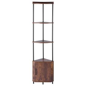 VEVOR 5 Tier Corner Shelf Tall Corner Stand with LED Light & Doors Narrow Rack