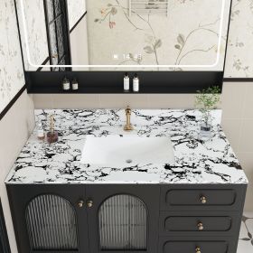 43"x22" Bathroom Vanity Top, with Undermount Ceramic Sink and Backsplash, artificial marble Bathroom Vanity Top with 1 Pre-Drilled Hole