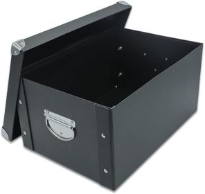 GUOZI Collapsible Storage Box, Decorative Memory Box with Lid & Metal Reinforced Corners, Cardboard File Bin with Handles