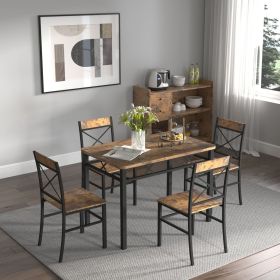 Dining Table Set for 4, Wood Kitchen Table with Chairs Dinning Table Set for Kitchen & Dining Room, Compact Dining Set for Small Spaces, Rustic B