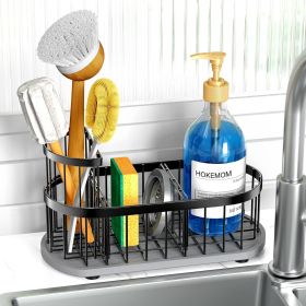 Kitchen Sink Organizer with Sponge Holder & Brush Holder - Drain-Free Non-Slip Base