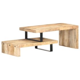 Coffee Table Natural Solid Mango Wood, Powder-Coated Iron Standard