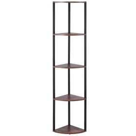 VEVOR 5 Tier Corner Shelf Tall Corner Stand with LED Light Narrow Display Rack
