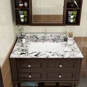 37"x22" Bathroom Vanity Top, with Undermount Ceramic Sink and Backsplash, artificial marble Bathroom Vanity Top with 1 Pre-Drilled Hole