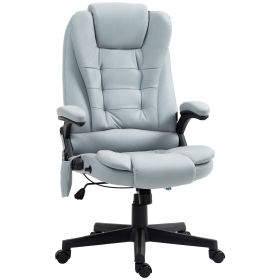 Vinsetto 6 Point Vibrating Massage Office Chair with Heat, Microfiber Massage Desk Chair with Reclining Backrest, Light Gray