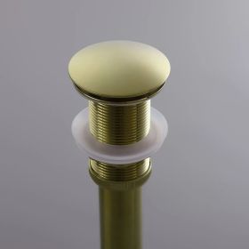 Modern Brushed Gold Vessel Bathroom Sink Pop Up Drain Without Overflow