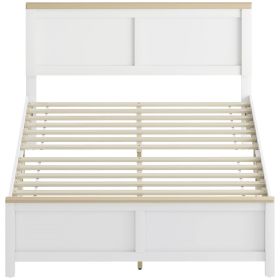 HOMCOM Full Bed Frame with Headboard, Modern Platform Bed Frame with Wooden Slats, No Box Spring Needed, Easy Assembly, White