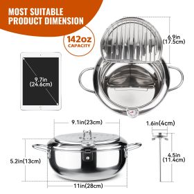 9.4inch Or 11inch Deep Fryer Pot, Stainless Steel Frying Pot, Upgrade Deep Fryer Pot With Thermometer (Option: 28cm-1pc)