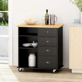 Kitchen Island Cart with Storage,Rolling Side Table on Wheels with Large Worktop, Cabinet with Drawers for Kitchen,Dinning Room (Color: as Pic)