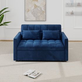 Corduroy Double Sleeper Sofa With Pull-Out Bed, 2 Pillows & Side Storage Pocket (default: default title)