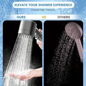 Shower head, high pressure flow multiple modes, 5 layers filter, hard water power rinse, with switch, suitable for pet bathing, vertical shower (Color: Upgraded 9-piece set with 5 filters)
