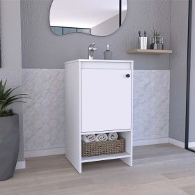 Braavos Bathroom Vanity, Sink, Two Shelves, Single Door Cabinet (Color: White)