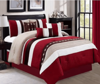 polyester 7-piece bedding set Q (Color: Red)