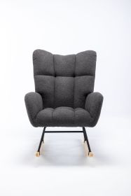 Rocking Chair, Soft Teddy Velvet Fabric Rocking Chair for Nursery (Color: GRAY)