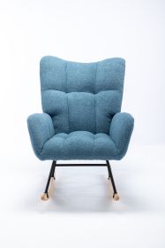 Rocking Chair, Soft Teddy Velvet Fabric Rocking Chair for Nursery (Color: Blue)