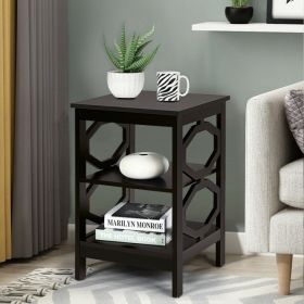 2 Pieces 3-tier Nightstand Sofa Side End Accent Table Storage Display Shelf (Color: Espresso)