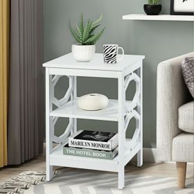 2 Pieces 3-tier Nightstand Sofa Side End Accent Table Storage Display Shelf (Color: White)