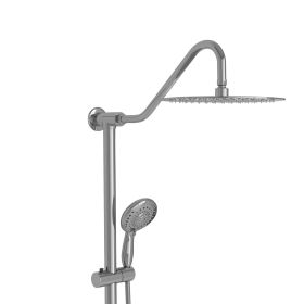 10 Inch Wall Mounted Rain Shower Head and Handheld Shower Head,Round Shower Set with Sliding Bar (Color: Brushed Nickel)