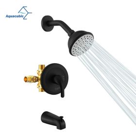 Aquacubic Shower Faucets Sets, Tub and Shower Trim Kit with Pressure Balance Valve, Single Handle Trim Kit with 4 Inch Shower Head (Color: Matte Black)