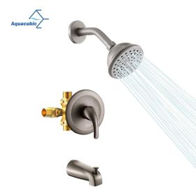 Aquacubic Shower Faucets Sets, Tub and Shower Trim Kit with Pressure Balance Valve, Single Handle Trim Kit with 4 Inch Shower Head (Color: Brushed Nickel)