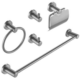 5-Piece Bath Hardware Set with Towel Bar Towel Ring Towel Hook Toilet Paper Holder (Color: Brushed Nickel)